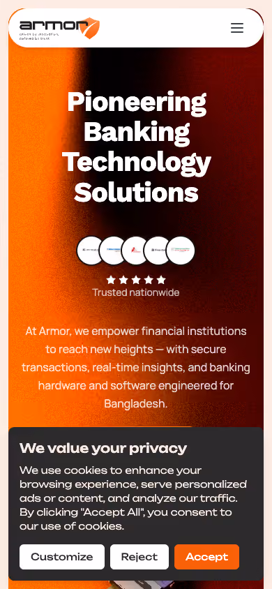 Armor Bangladesh website preview — Banking technology