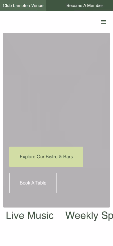 Club Charlestown website preview — Hospitality & entertainment