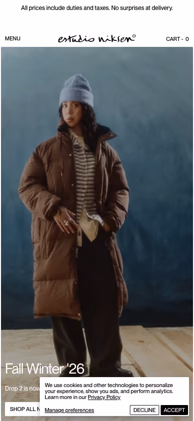 Estudio Niksen website preview — Fashion & denim