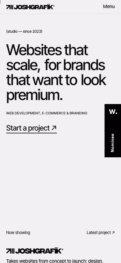 Joshgrafik website preview — Design & development studio
