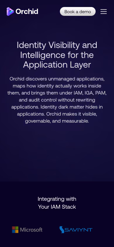 Orchid website preview — Identity security